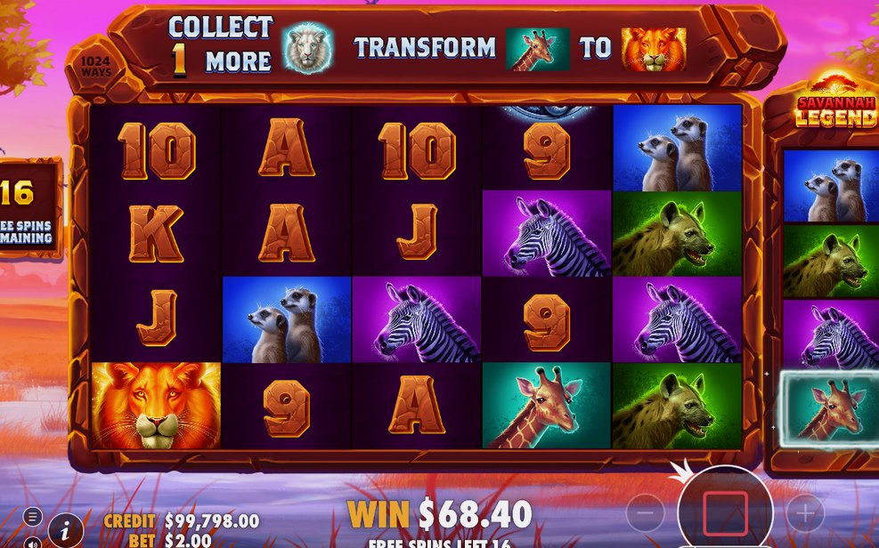 Free spins-läge med Lion-räknaren på rullarna